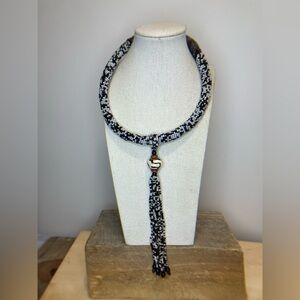 Tribal African Collar Seed Bead Wrapped with Tassel - Leather Closure